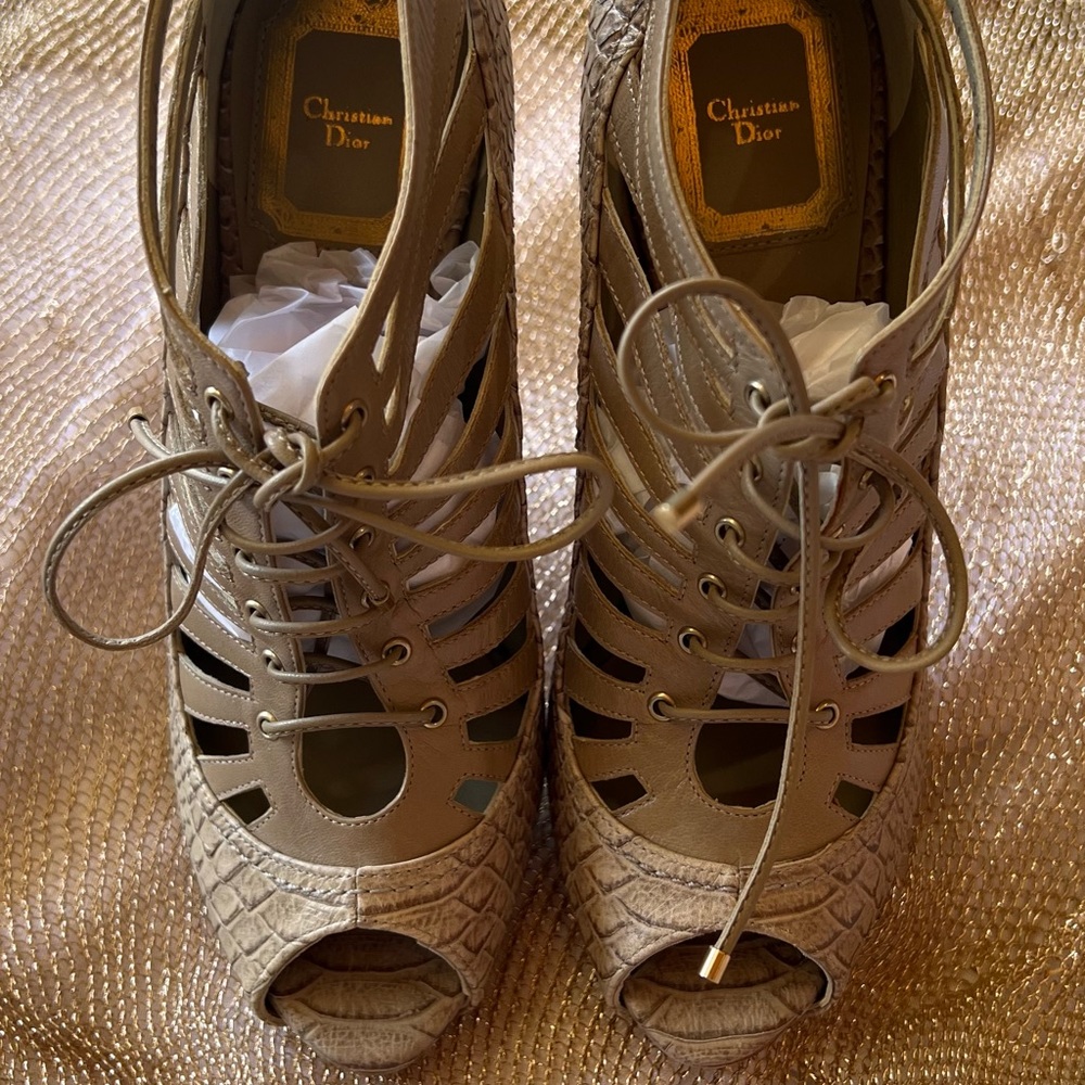 Christian Dior Snakeskin Lace up bootie - Picture 2 of 8